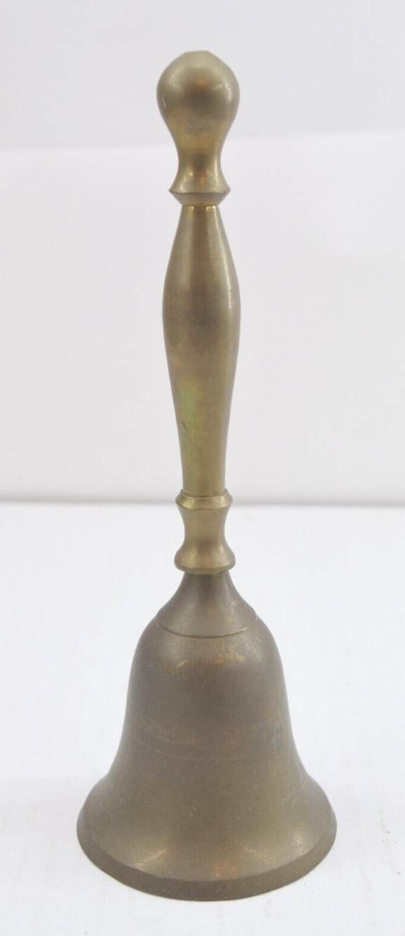 Vintage Solid Brass Hand Bell Made in India 8.5" Tall